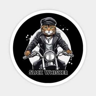 Slick Whisker Biker Cat Magnet